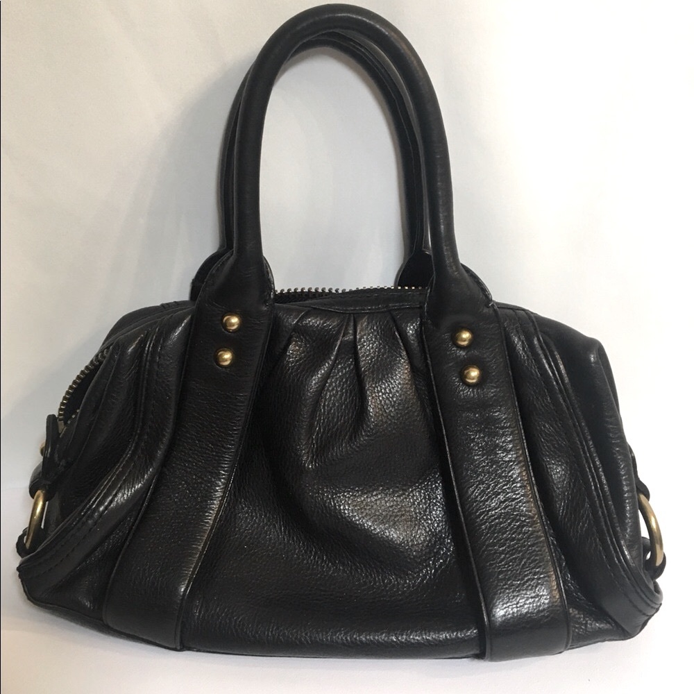 BANANA REPUBLIC BLACK PEBBLE LEATHER SATCHEL PURSE
